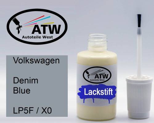 Volkswagen, Denim Blue, LP5F / X0: 20ml Lackstift, von ATW Autoteile West.